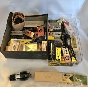 Vintage Electronic Tubes & Record Needles Lot Sylvania, GE, and Raytheon
